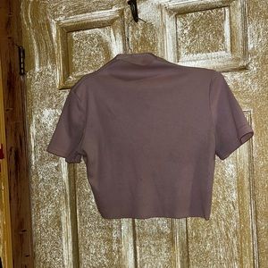 pink cropped shirt